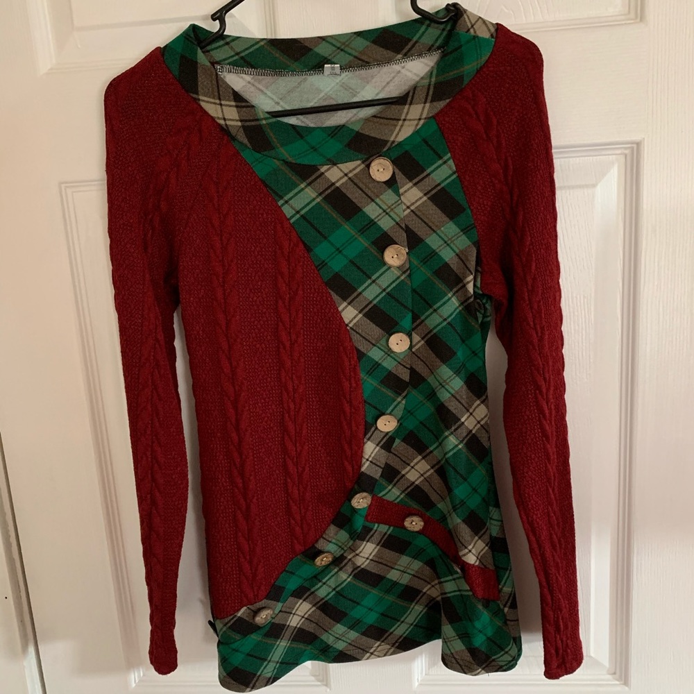 Red and green sweater